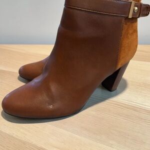 Alfani Two-Tone Brown & Tan Leather Suede Ankle Booties